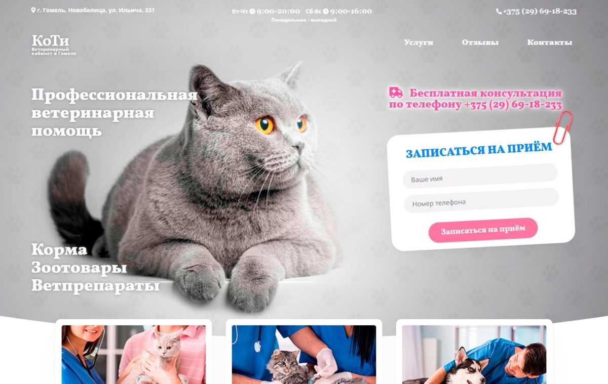 КоТи — ветеринарный кабинет и зоотовары в Гомеле, Новобелица